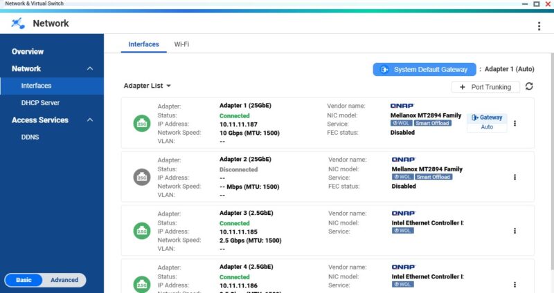 QNAP TS H1290FX Networking