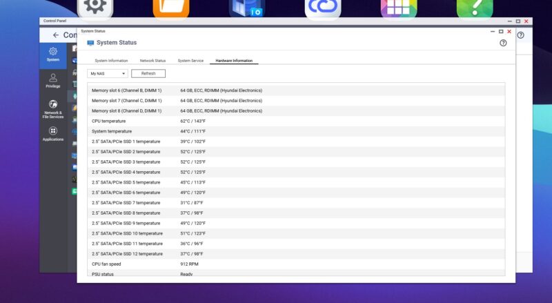 QNAP TS H1290FX System Monitoring