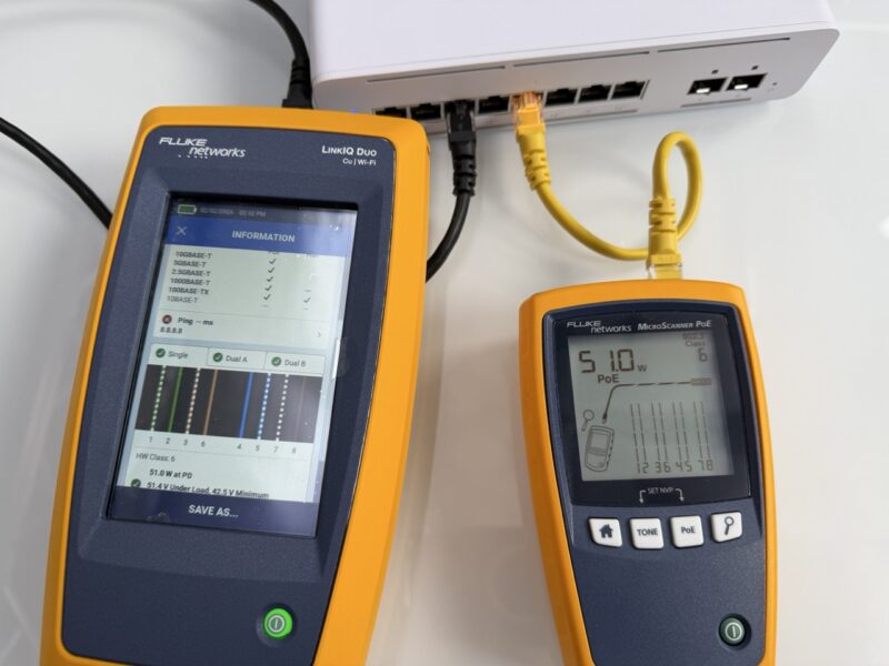 Ubiquiti UniFi USW Pro XG 8 PoE Fluke PoE Testing Large