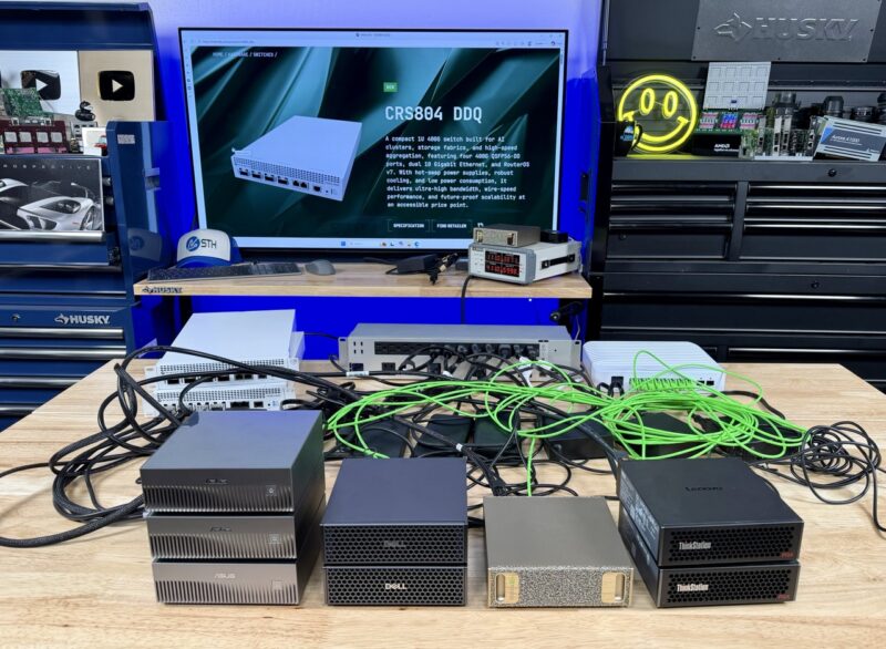 8x NVIDIA GB10 Cluster With MikroTik CRS804 DDQ On Set To Film Large