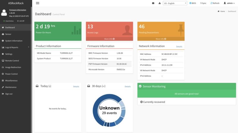 ASRock Rack TURIND8 IPMI Dashboard Large