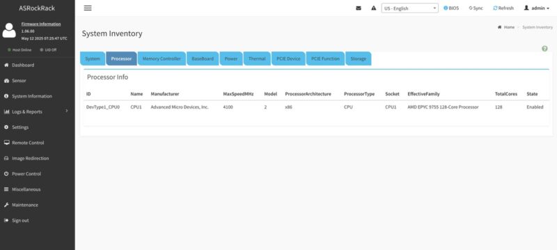 ASRock Rack TURIND8 IPMI System Inventory Large