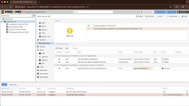 Beelink ME Pro NAS Proxmox VE Setup OpenClaw PVE No Subscription