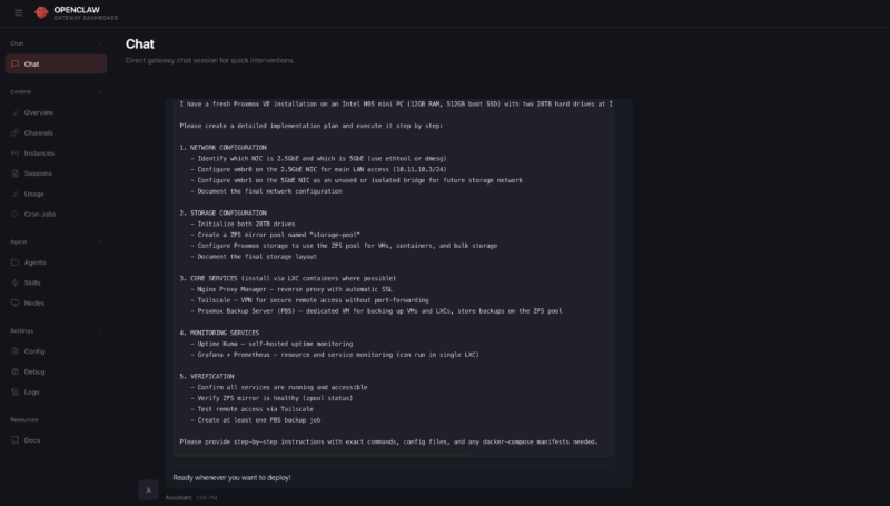 Beelink ME Pro Proxmox VE Homelab Node Prompt In OpenClaw