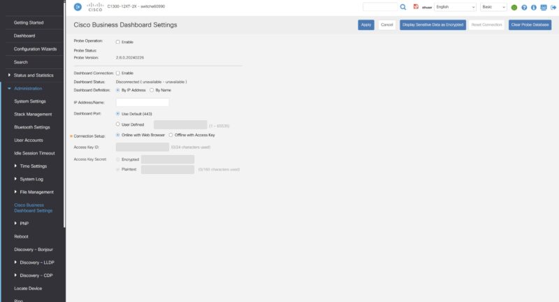 Cisco C1300 12XT 2X Web GUI Cisco Business Dashboard
