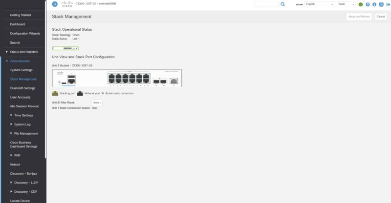 Cisco C1300 12XT 2X Web GUI Stack Management