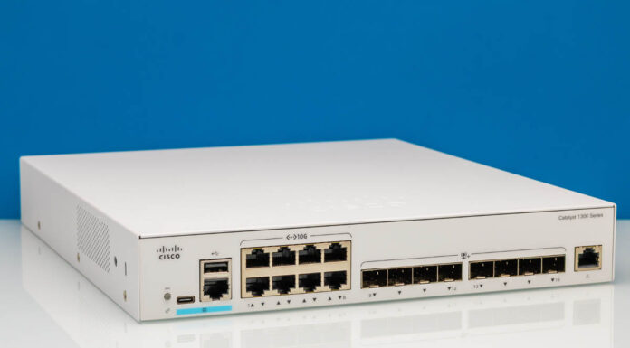 Cisco Catalyst C1300-16XTS Review A 16-Port 10G Switch Cisco Catalyst C1300 16XTS Front Angled 2