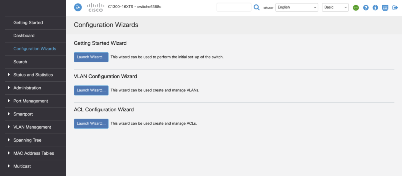 Cisco Catalyst C1300 16XTS Management Web UI Configuration Wizards