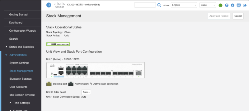 Cisco Catalyst C1300 16XTS Management Web UI Stack Management