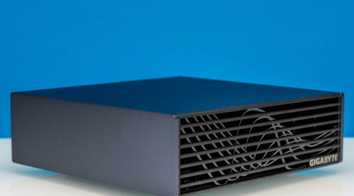 Gigabyte AI TOP ATOM NVIDIA GB10 Review A Neat Little Box Gigabyte AI TOP ATOM NVIDIA GB10 Front Angled 2