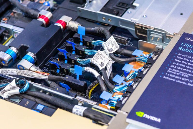 Gigabyte Booth Tour Liquid Cooled NVIDIA HGXT Rubin NVL8 Server Cables 1