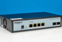 Sodola SL510S-4T2XS Review A Cheap Half-Width 6-port 10G Web Managed Switch Sodola SL510S 4T2XS Front Angled 2