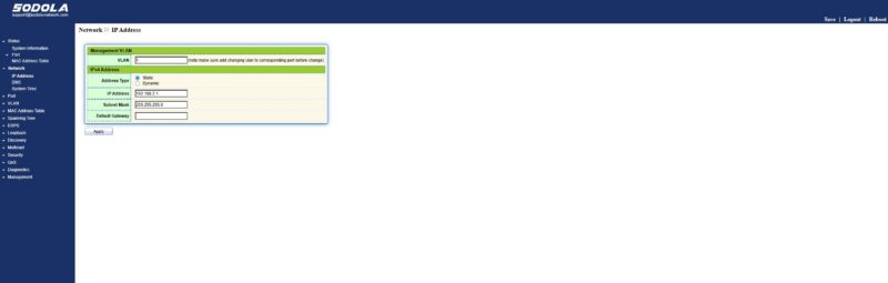 Sodola SL510S 4T2XS Web Management IP Address