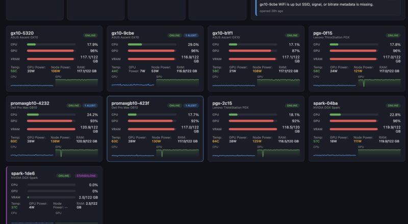 8x NVIDIA GB10 Cluster Monitoring Under Load