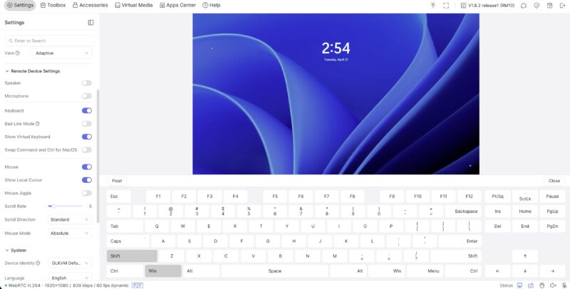 GL Comet Pro RM 10 Settings And Virtual Keyboard