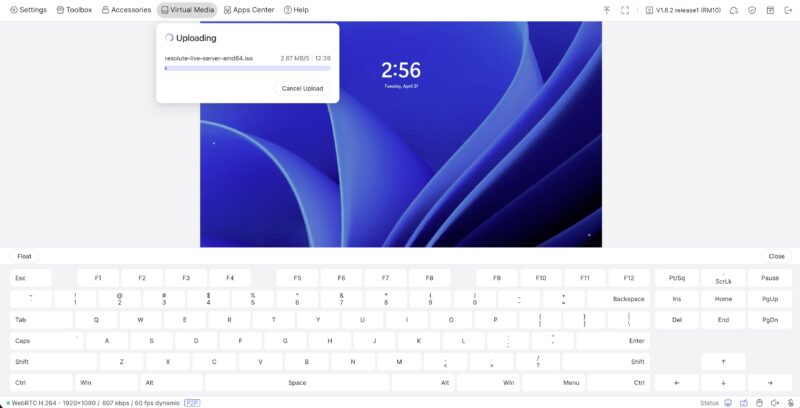 GL Comet Pro RM 10 Upload ISO To KVM