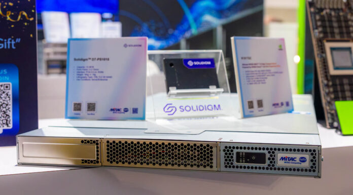 MiTAC Shows Servers with Next-Gen CPUs and Solidigm SSDs at NVIDIA GTC 2026 MiTAC NVIDIA GTC 2026 Booth Tour R1917GC Front 1