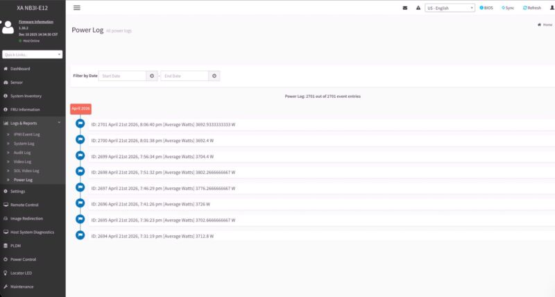 ASUS XA NB3I E12 IPMI Logs