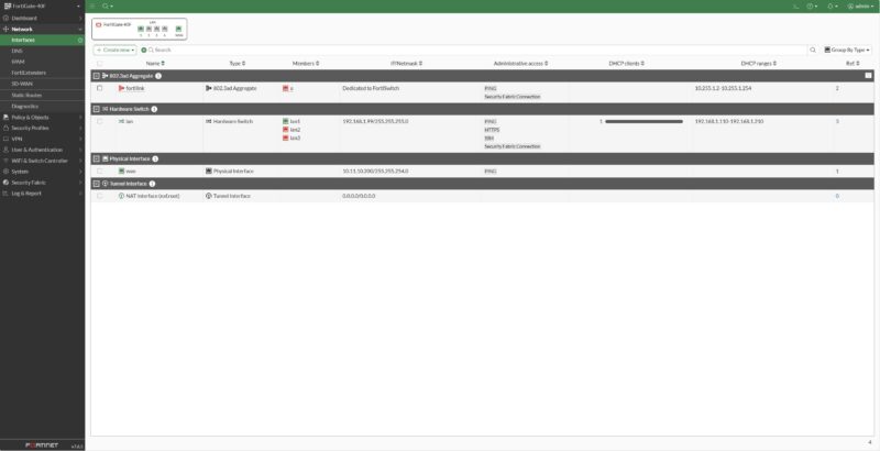 Fortinet FortiGate 40F FortiOS 7.6 Network Interfaces