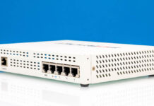 Fortinet FortiGate FG-40F Review Leveling-up Firewall Testing Fortinet FortiGate 40F Rear Angled 2