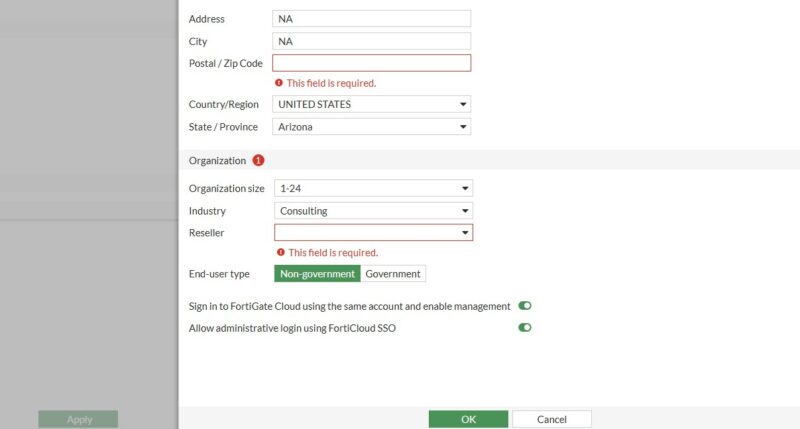 Fortinet FortiGate 40F Reseller On Account Creation