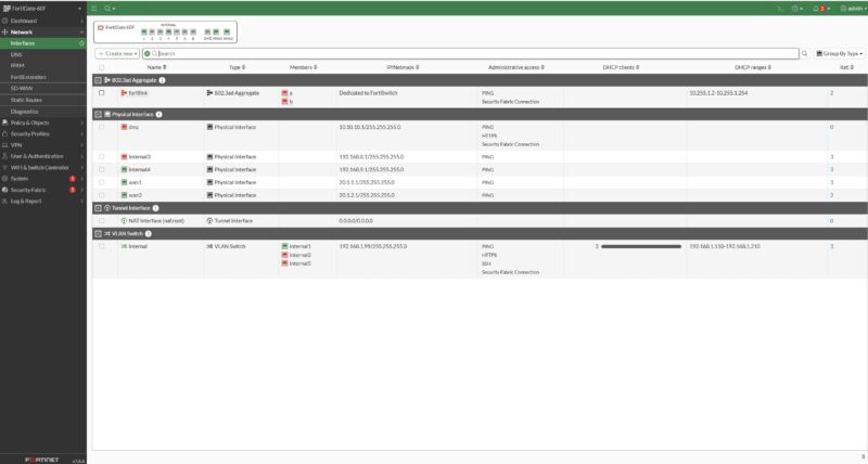 Fortinet FortiGate 60F FG 60F Network Interfaces
