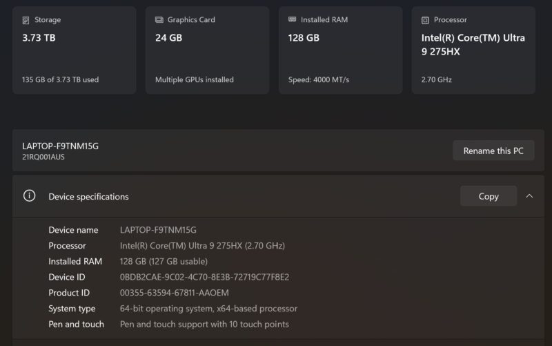 Lenovo ThinkPad P16 Gen 3 System Info
