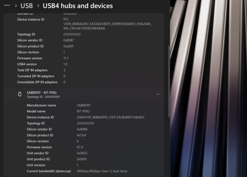 Sabrent NT P10G Windows 11 USB4 40Gbps