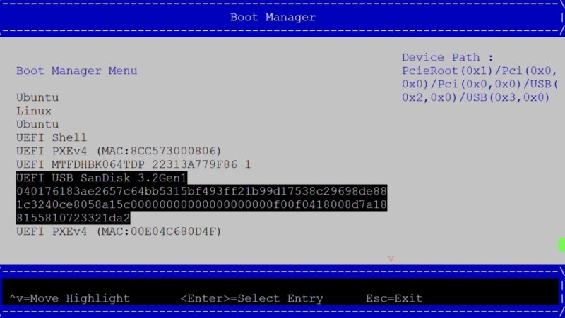 Xsight Labs E1 DPU Ubuntu Installation Step 3 Boot To USB