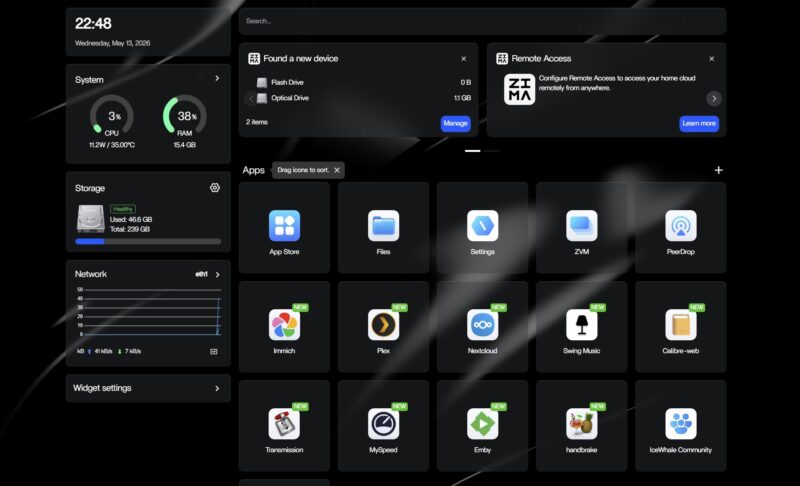 ZimaOS Dashboard