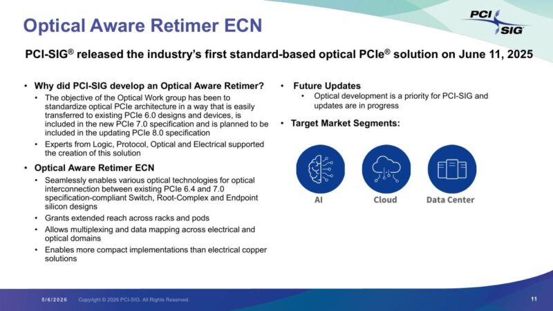 PCI-SIG optical aware retimer ECN