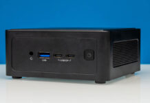ASRock Industrial NUC BOX-358H Mini PC Review ASRockRack NUC BOX 358H Front Angled 1