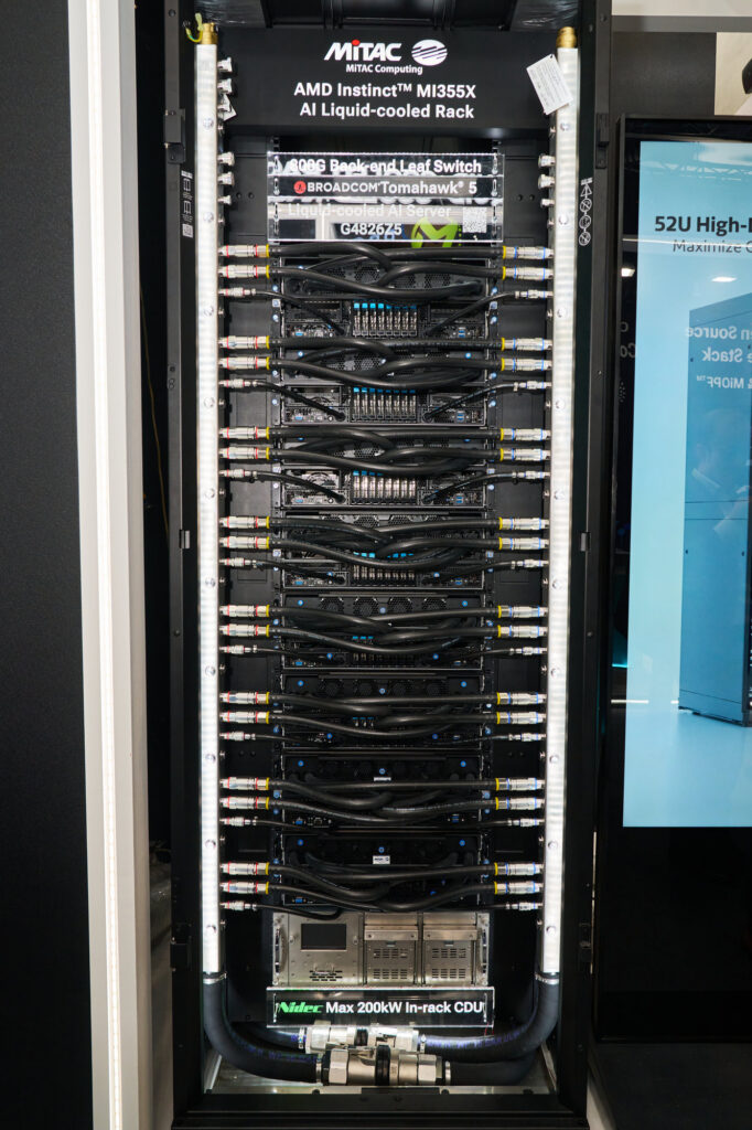 MiTAC AMD Instinct™ MI355X Al Liquid Cooled Rack Full View