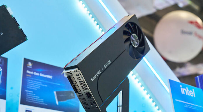 This is an Intel Xeon 6 SoC DPU on a PCIe Card from Senao at Computex 2026 Senao Next Gen SmartNIC 8