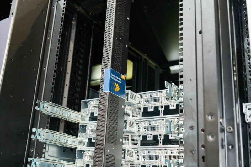 Wiwynn TE Connectivity Liquid Cooled 800V DC Busbar Rack Rear Top Close