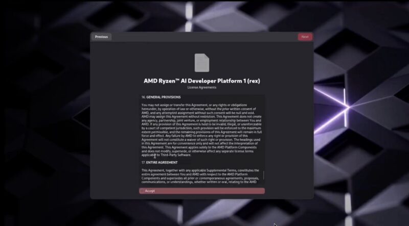 AMD Ryzen AI Halo Debian 12 Setup 5 EULA