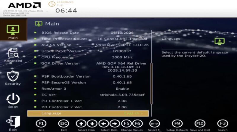 AMD Ryzen AI Halo UEFI BIOS 2