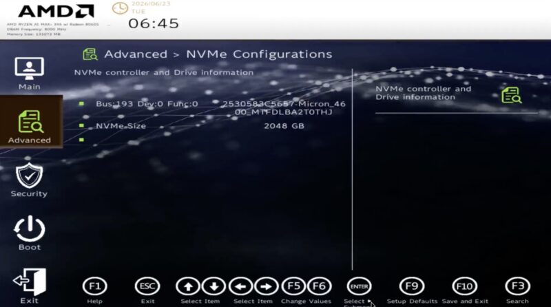 AMD Ryzen AI Halo UEFI BIOS 2TB NVMe