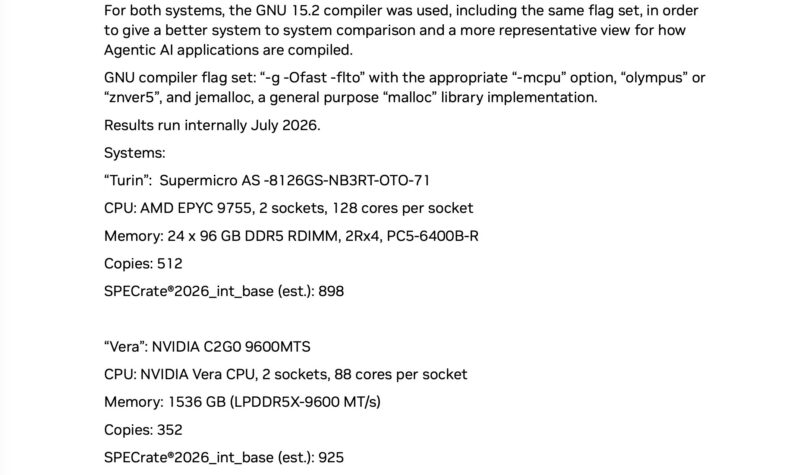 SPEC CPU2026 Configurations NVIDIA Vera Whitepaper