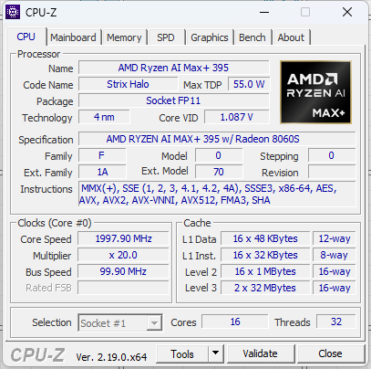 Bosgame M5 CPU-Z