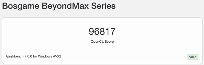 Bosgame M5 Geekbench 7 OpenCL