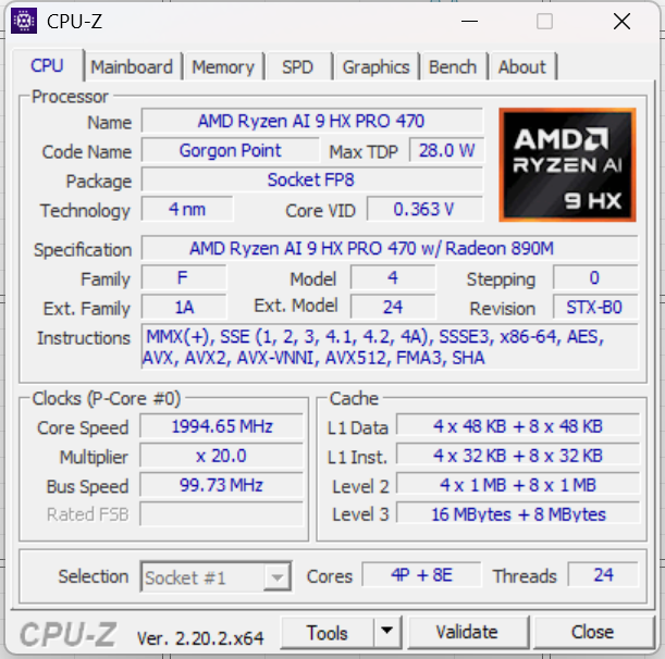Dell P516265 CPU-Z