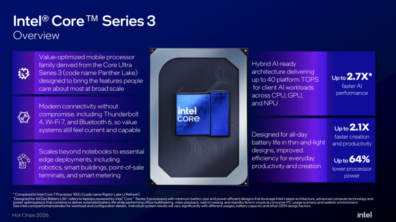 Intel Wildcat Lake Hot Chips 2026 Overview
