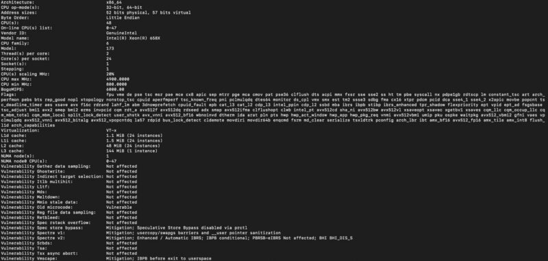 Intel Xeon 658X Lscpu Output Large