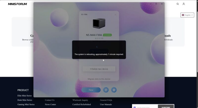 Minisforum N5 Max Miniscloud Desktop App Initialize NAS