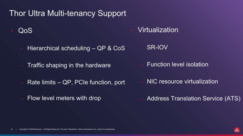 Hot Chips 2026 Broadcom Thor Ultra Ethernet NIC Slide 12 Thor Ultra Multi-tenancy Support