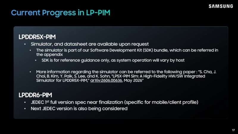 Hot Chips 2026 Samsung LPDDR5X PIM Slide 17 Current Progress in LP-PIM