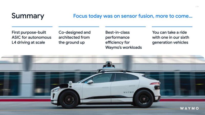 Hot Chips 2026 Waymo Sensor Fusion carTPU Slide 34 Waymo carTPU summary