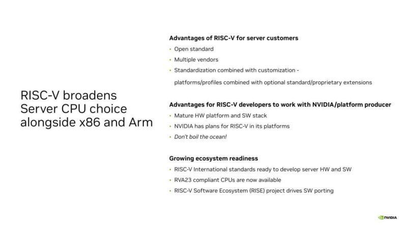 NVIDIA Advantages of RISC-V for server customers