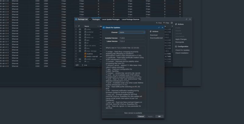MikroTik CRS804 DDQ Check for Updates